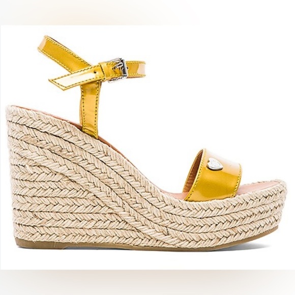 MARC BY MARC JACOBS YELLOW STARS AND HEARTS ESPADRILLE WEDGE SANDALS SZ 37.5/7.5 - Picture 11 of 11